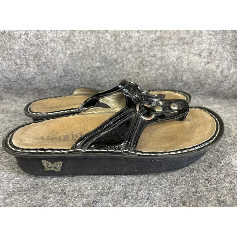 Alegria‎ Shoes Womens Size 9 39 Patent Leather Thong Sandals PG Lite Comfort